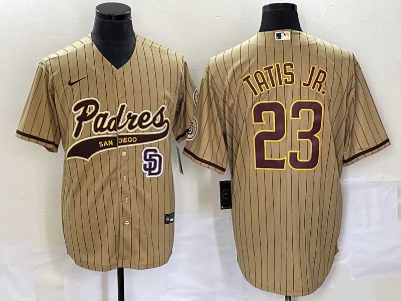 Men%27s San Diego Padres #23 Fernando Tatis Jr Tan NEW 2023 Cool Base Stitched Jersey->san diego padres->MLB Jersey